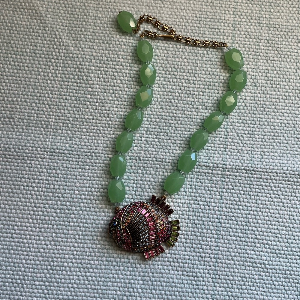 Heidi Daus Green Beaded Necklace with Multicolor Pendant